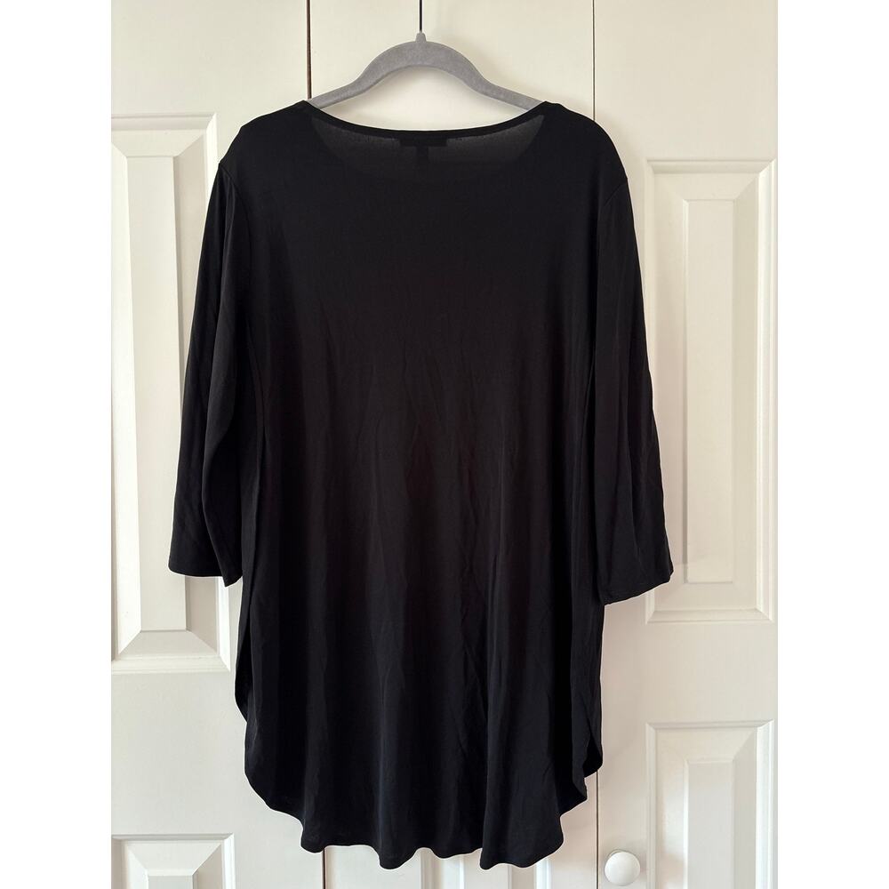 Eileen Fisher Black Silk Jersey Tunic Top Women’s Small Long Sleeve Minimalist - Picture 8 of 9